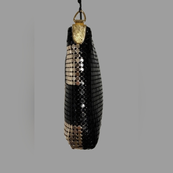 Metal Mesh Gold and Black Color Block Evening Bag Clutch Shoulder Bag - Picture 5 of 9